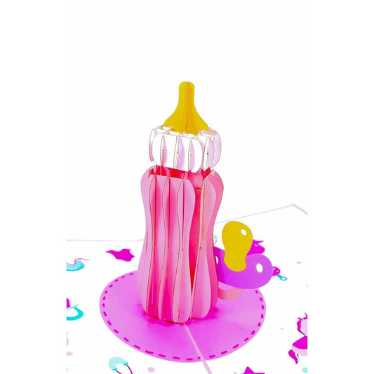 3D Pop-Up Karte - Babyflasche (Mädchen)