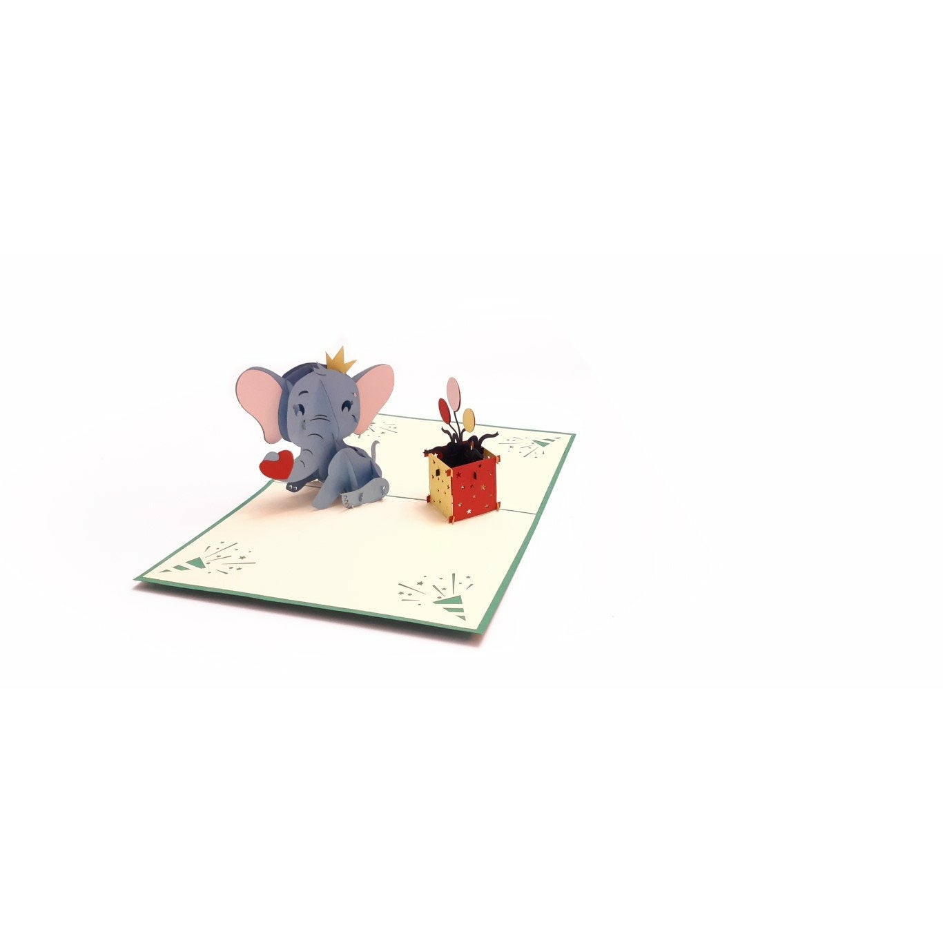 3D Pop-Up Karte - Elefant mit Geschenk