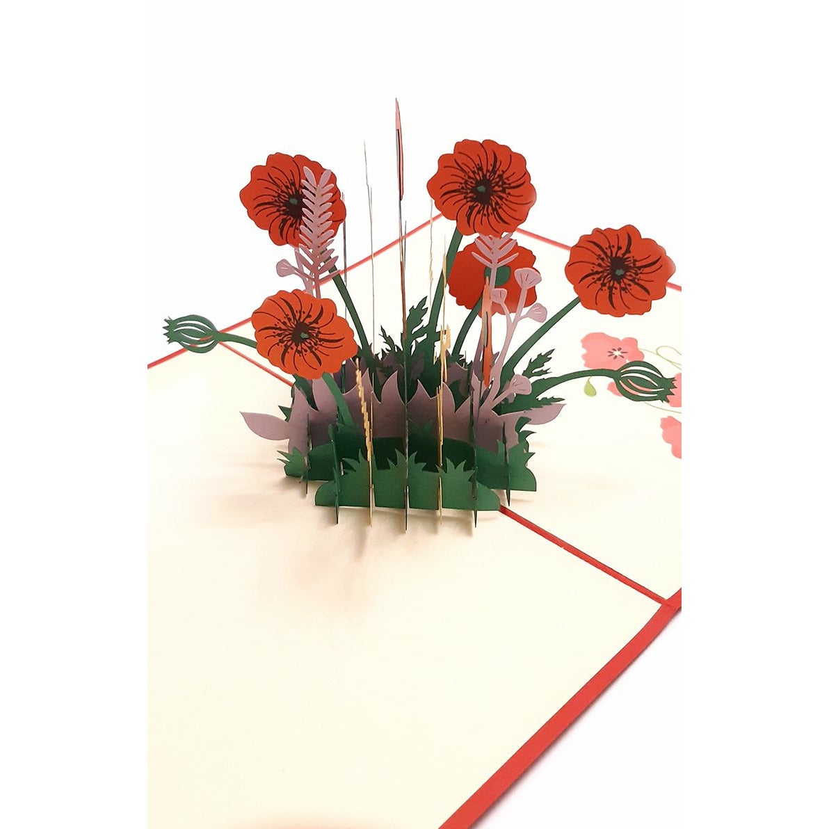 3D Pop-Up Karte - Mohnblumen