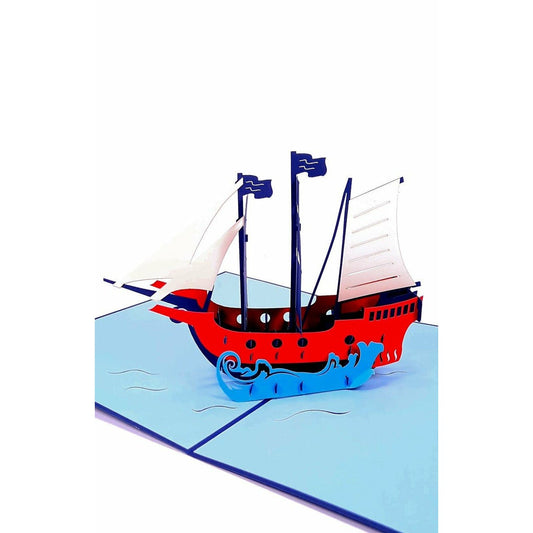 3D Pop-Up Karte - Piraten-Segelboot